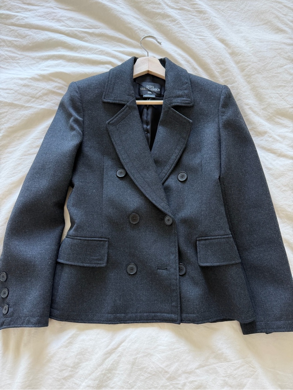 Zara Women's Wool Charcoal Gray Blazer